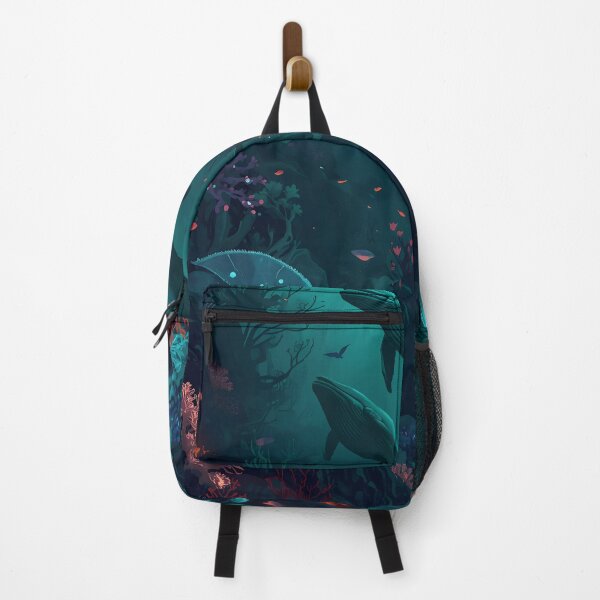 Item preview, Twilight Ascent: Sublime Seamless Pattern of Humpback Whales, Bioluminescence, and Volcanic Coral Vents designed and sold by MoonlitDoodles1.