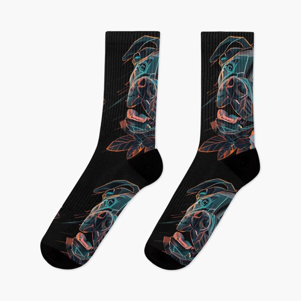 Item preview, Pitbull with Camellia Flowers | Dark and Cyan Abstract Dog Art designed and sold by Naturalite19.
