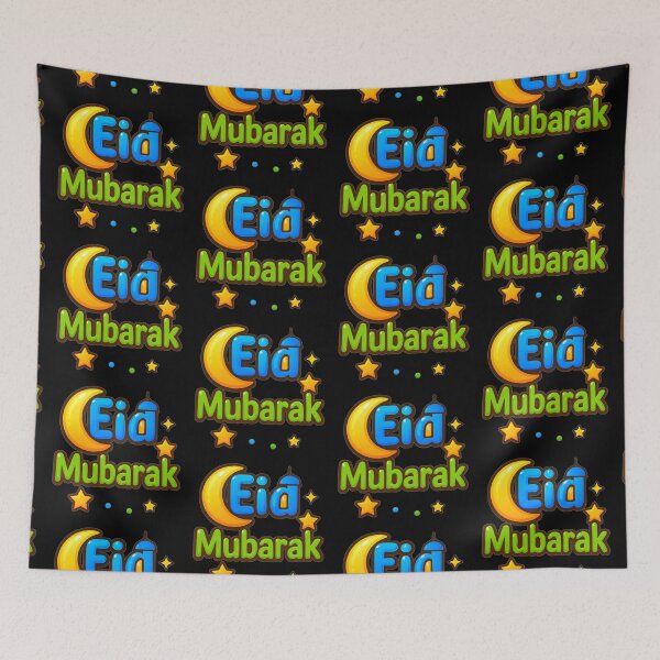 Item preview, Bold & Bubbly "Eid Mubarak" Cartoon Moon & Lantern designed and sold by D-Islamic.
