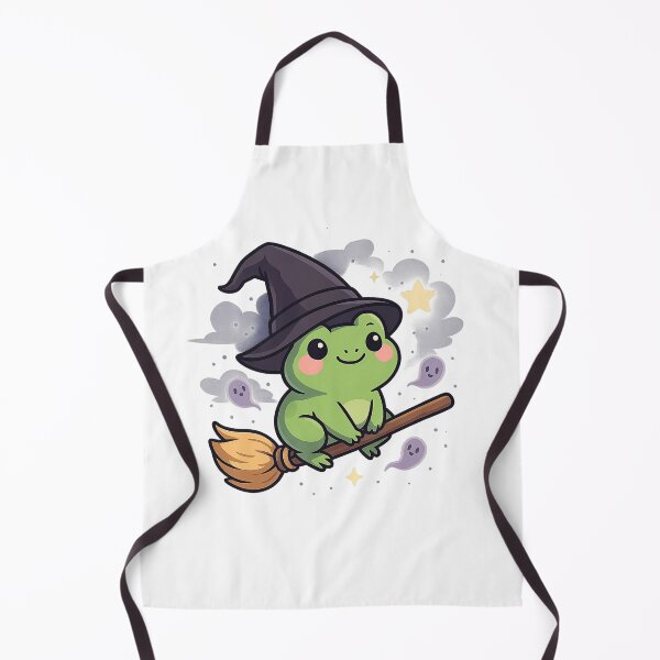 Item preview, Kawaii Frog Witch Riding Broom Cute Halloween designed and sold by davidjulie.