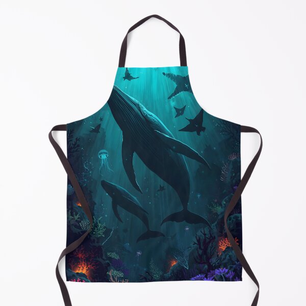Item preview, Twilight Sanctuary: Seamless Pattern of Whales Ascending from the Abyss with Bioluminescent Coral and Volcanic Vents designed and sold by MoonlitDoodles1.