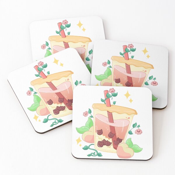 Item preview, Cat Themed Peach Bobba Tea (Bubble Tea) designed and sold by Rojasole.