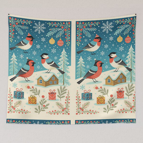 Item preview, Birds in the Starry Christmas Night, digital art designed and sold by Planet Utoppia.