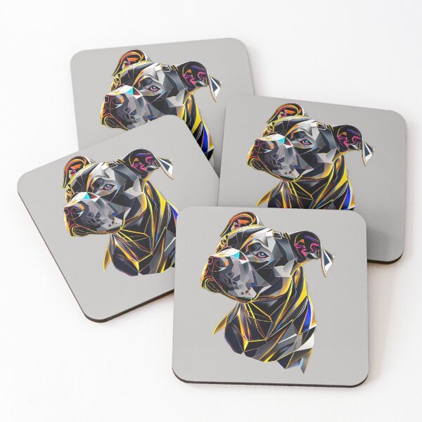Item preview, Geometric Pitbull Power – Metallic Gray and Gold Futuristic Dog Art designed and sold by Naturalite19.