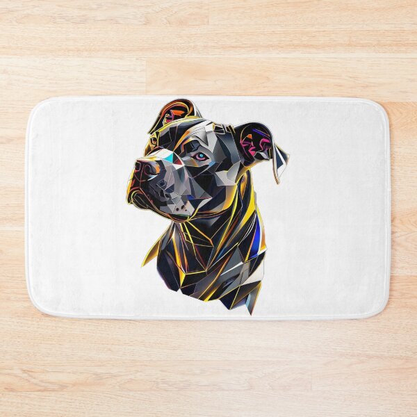 Item preview, Geometric Pitbull Power – Metallic Gray and Gold Futuristic Dog Art designed and sold by Naturalite19.