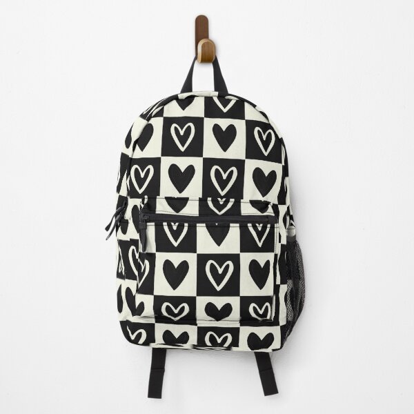 Item preview, Black and Off White Checkered Squares with Hearts designed and sold by xxroseate.