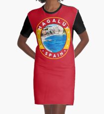 Magaluf Spain, tshirt, red bg Graphic T-Shirt Dress