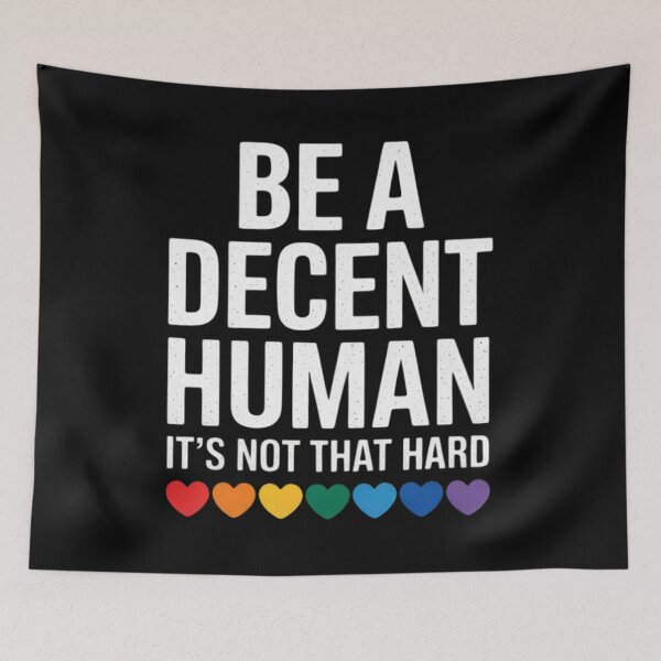Item preview, Womens LGBT Heart Retro Be A Decent Human It's Not That Hard designed and sold by MinaReinger.