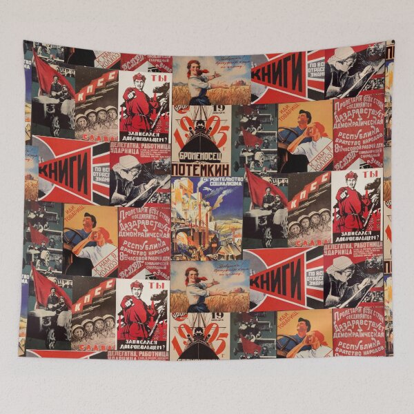 Item preview, Soviet Propaganda Poster Art Collage in Russian Language designed and sold by EdenLiving.