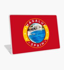 Magaluf Spain, tshirt, red bg Laptop Skin