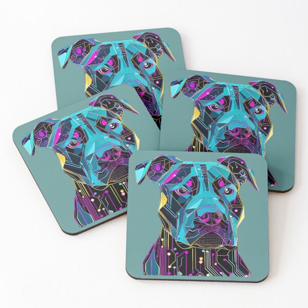 Item preview, Pitbull – Futuristic Geometric Dog with Blue and Purple Circuit Lines designed and sold by Naturalite19.