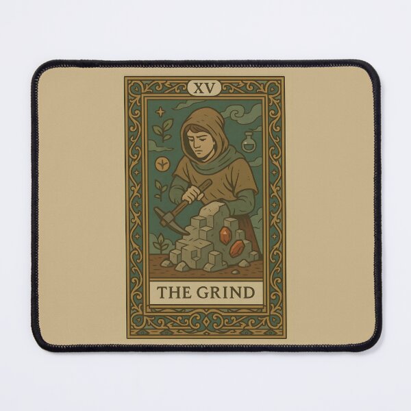 Item preview, The Grind – RPG Tarot Card | Miner & Gems Vintage Fantasy designed and sold by VoidBloom Studio.