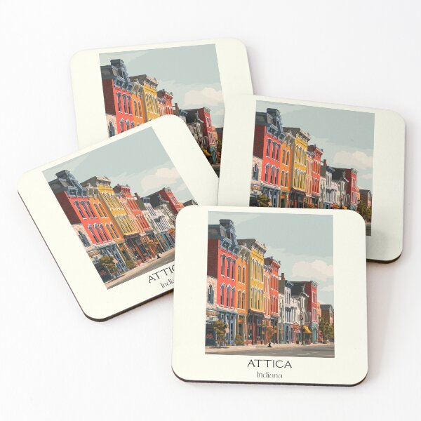 Item preview, Attica Indiana Downtown | Historic Main Street Art Poster designed and sold by TuncGK.