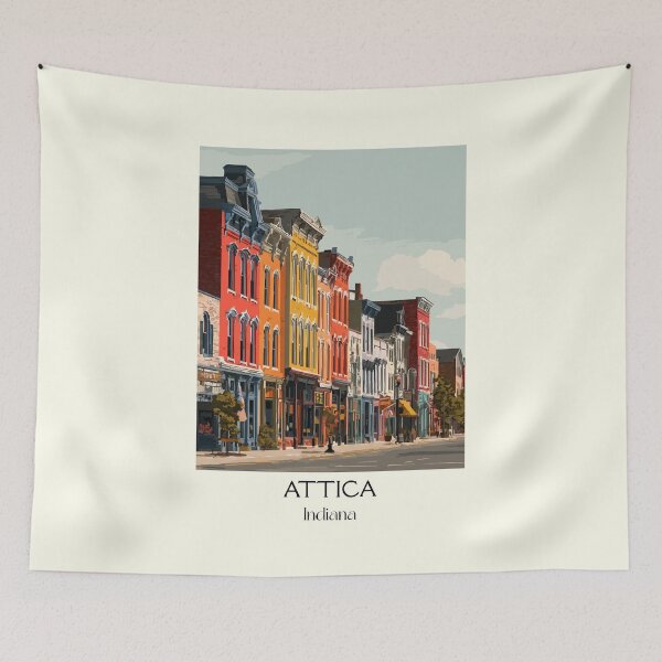 Item preview, Attica Indiana Downtown | Historic Main Street Art Poster designed and sold by TuncGK.