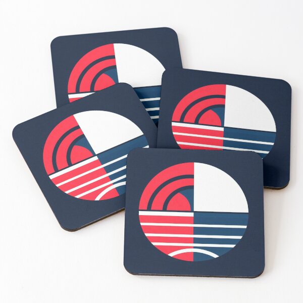 Item preview, Symmetric Solar Wave Emblem - Abstract Geometric Circle Art in Red Blue White designed and sold by AnTartstudios.