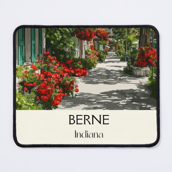 Item preview, Berne Indiana Swiss Village | Flower-Lined Street Poster designed and sold by TuncGK.