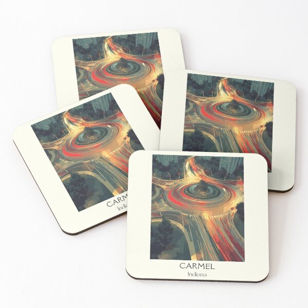 Item preview, Carmel Indiana Roundabout | Modern City Night Poster designed and sold by TuncGK.