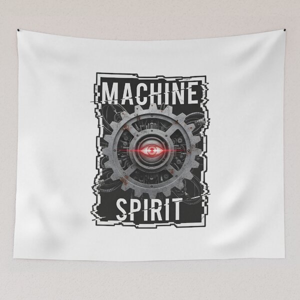 Item preview, Machine Spirit: Industrial Gear with Glowing Red Cyber Eye designed and sold by DailyVibesMerch.