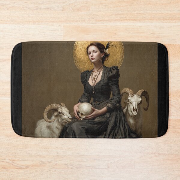 Item preview, Gothic Portrait of a Woman in Black with Rams and Skulls designed and sold by Shannon Hilson.