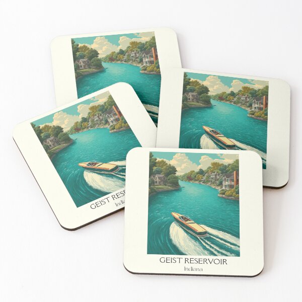 Item preview, Geist Reservoir Indiana Boating | Waterskiing Art Poster designed and sold by TuncGK.