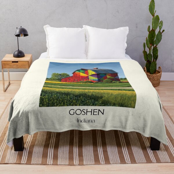 Item preview, Goshen Indiana Quilt Barn | Colorful Farm Art Poster designed and sold by TuncGK.
