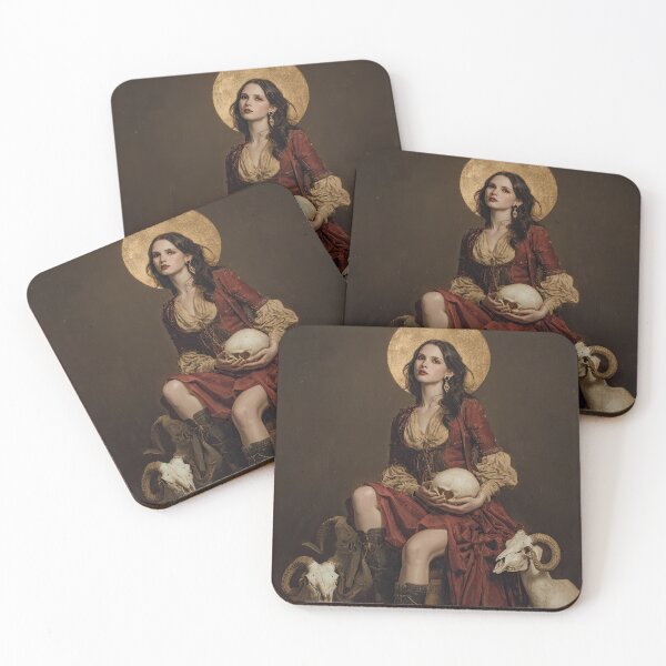 Item preview, Gothic Woman in Red with Rams and Skulls designed and sold by Shannon Hilson.