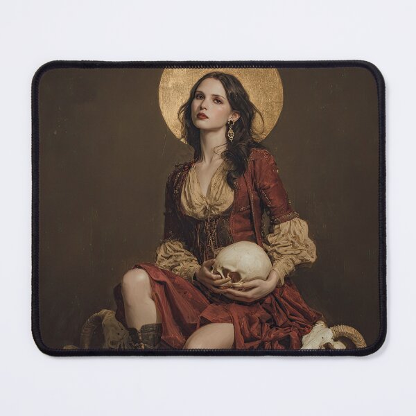 Item preview, Gothic Woman in Red with Rams and Skulls designed and sold by Shannon Hilson.