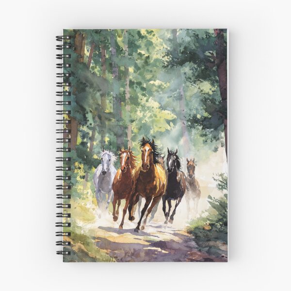 Item preview, A group of wild mustangs galloping through a sun-dappled forest Horses in Motion designed and sold by CDC40.