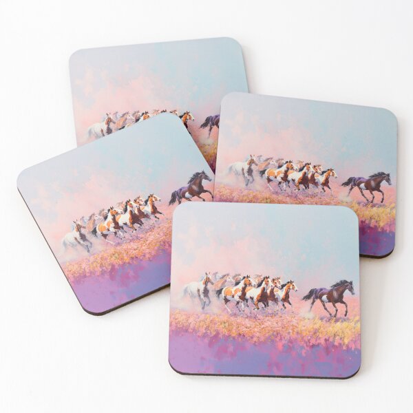 Item preview, A herd of painted horses racing across a flower-covered meadow Horses in Motion designed and sold by CDC40.