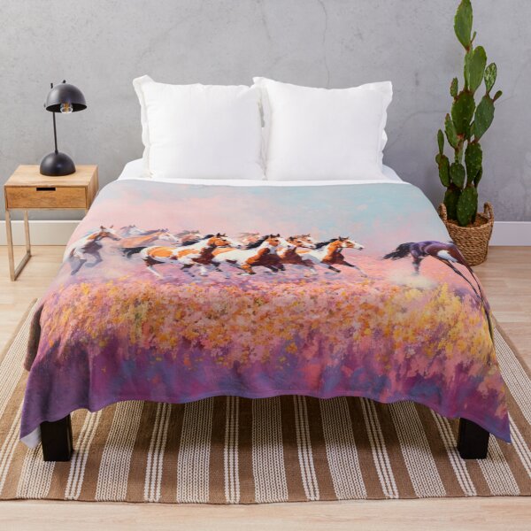 Item preview, A herd of painted horses racing across a flower-covered meadow Horses in Motion designed and sold by CDC40.