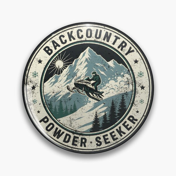 Item preview, Backcountry Powder Seeker Vintage Snowmobile Mountain Badge designed and sold by BluecidDesign.