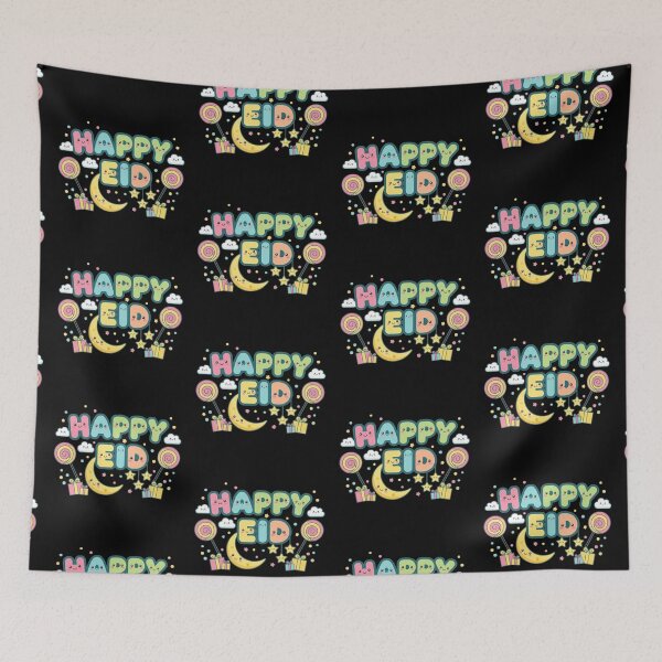 Item preview, "Happy Eid" Cute Pastel Doodle with Moon & Sweets designed and sold by D-Islamic.