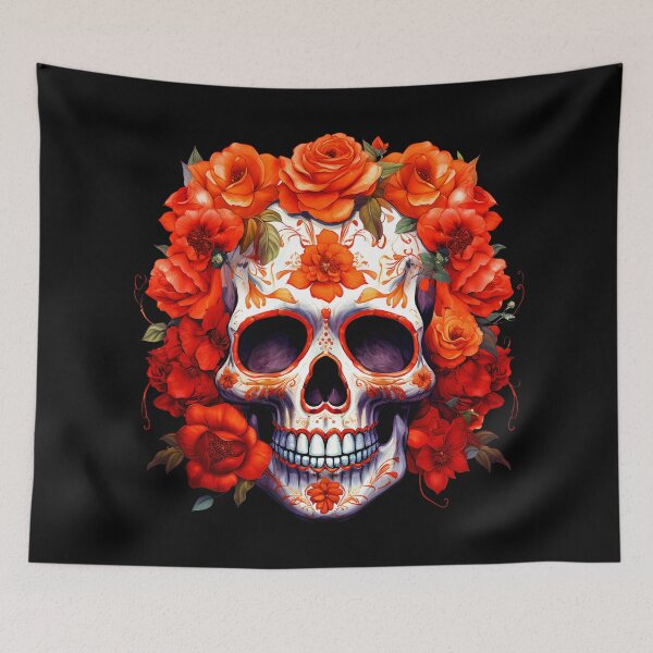 Item preview, Day of the Dead Skull T-shirt designed and sold by WolfenStudio.