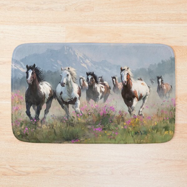 Item preview, A herd of painted horses racing across a flower-covered meadow Horses in Motion designed and sold by CDC40.