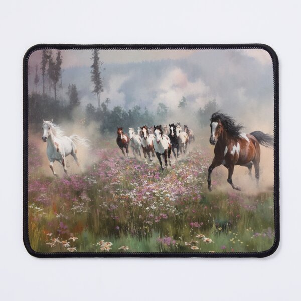 Item preview, A herd of painted horses racing across a flower-covered meadow Horses in Motion designed and sold by CDC40.