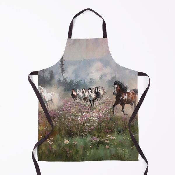 Item preview, A herd of painted horses racing across a flower-covered meadow Horses in Motion designed and sold by CDC40.