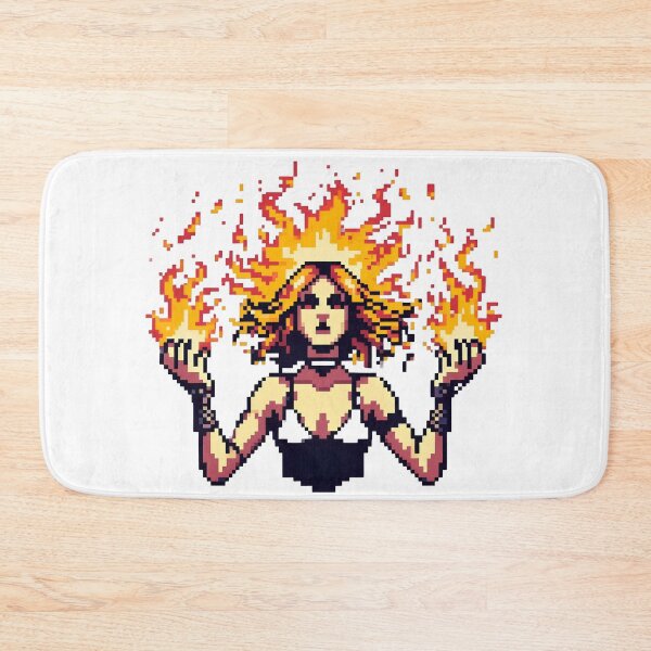 Item preview, Pixel Art Fire Sorceress with Flaming Hair and Hands. designed and sold by The-T-In-Retro.