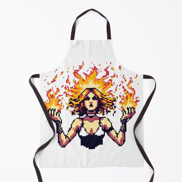 Item preview, Pixel Art Fire Sorceress with Flaming Hair and Hands. designed and sold by The-T-In-Retro.