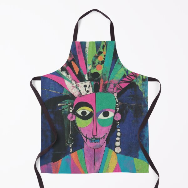 Item preview, Quirky Witch Doctor Portrait — Bold Abstract Tribal Art in Neon Colors designed and sold by dawnleblanc55.