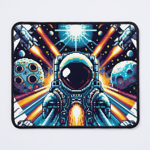 Item preview, Epic Pixel Space Battle with Astronaut and Rockets. designed and sold by The-T-In-Retro.