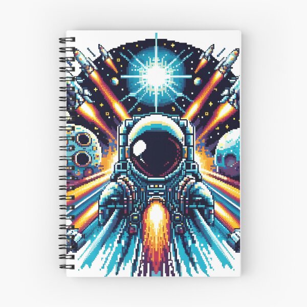 Item preview, Epic Pixel Space Battle with Astronaut and Rockets. designed and sold by The-T-In-Retro.