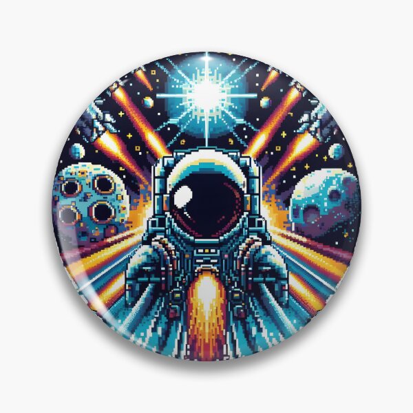 Item preview, Epic Pixel Space Battle with Astronaut and Rockets. designed and sold by The-T-In-Retro.