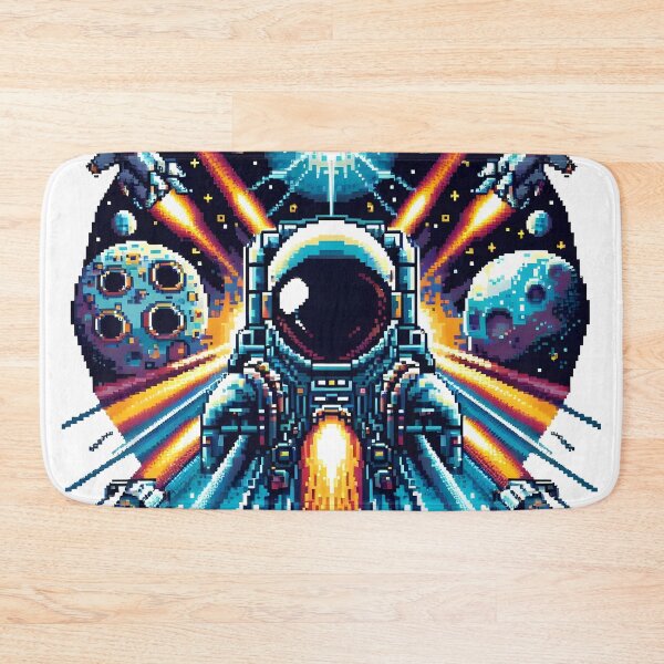 Item preview, Epic Pixel Space Battle with Astronaut and Rockets. designed and sold by The-T-In-Retro.