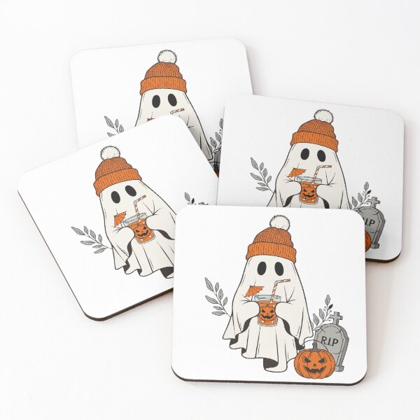 Item preview, Ghost with Pumpkin Drink - Cozy Halloween Vibes designed and sold by xKaPie.