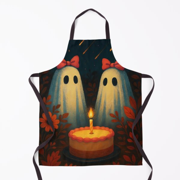 Item preview, Two Pink Bow Ghosts with a Birthday Cake – Cute Celebration Illustration designed and sold by EmeraldeaArt.