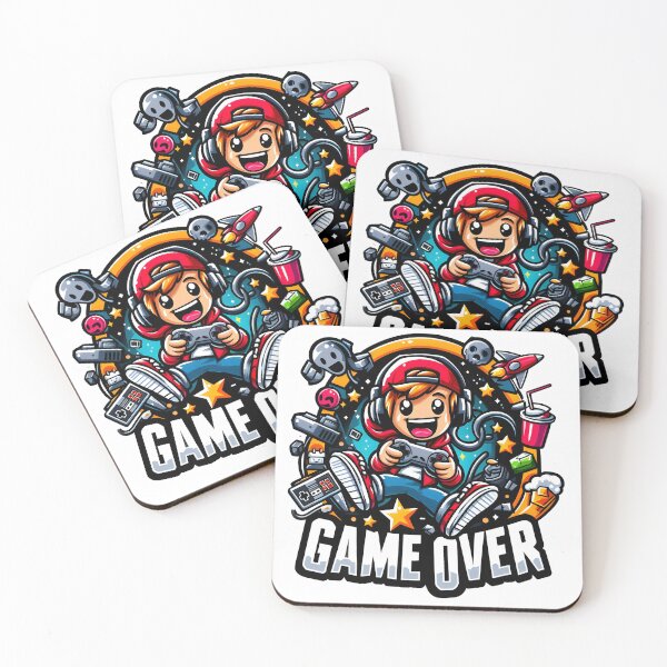 Item preview, Game Over Cartoon Gamer with Retro Controllers. designed and sold by The-T-In-Retro.