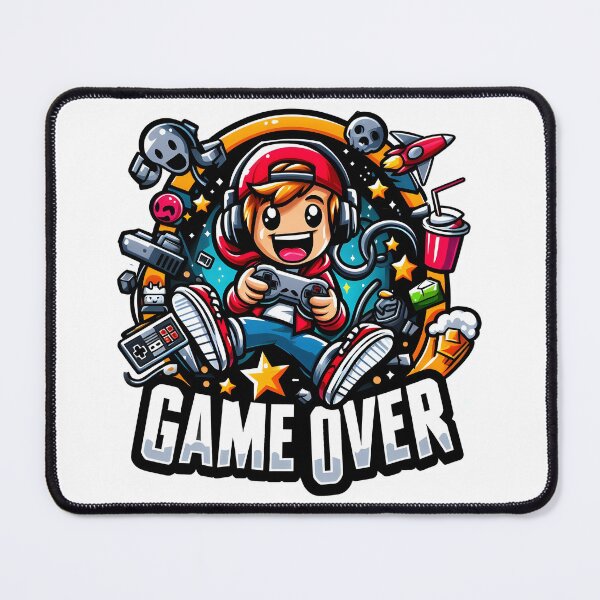Item preview, Game Over Cartoon Gamer with Retro Controllers. designed and sold by The-T-In-Retro.