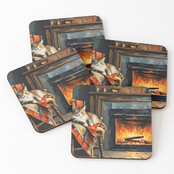 Item preview, Cat by the Fireplace designed and sold by YeOldeHobbyShop.