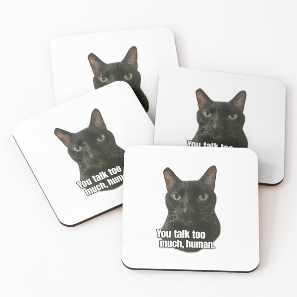 Item preview, You Talk Too Much, Human – Funny Black Cat Sticker designed and sold by SlannaCat.
