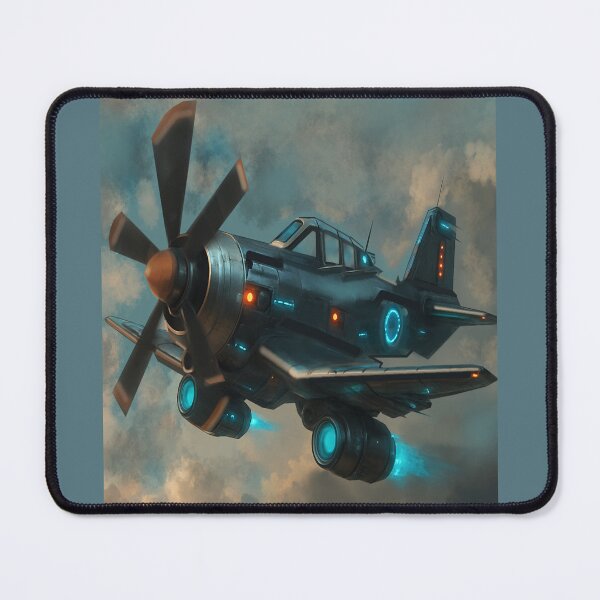 Item preview, Futuristic Cyberpunk Airplane Print – Felia Cyber Lemon High-Tech Illustration designed and sold by Felia001.